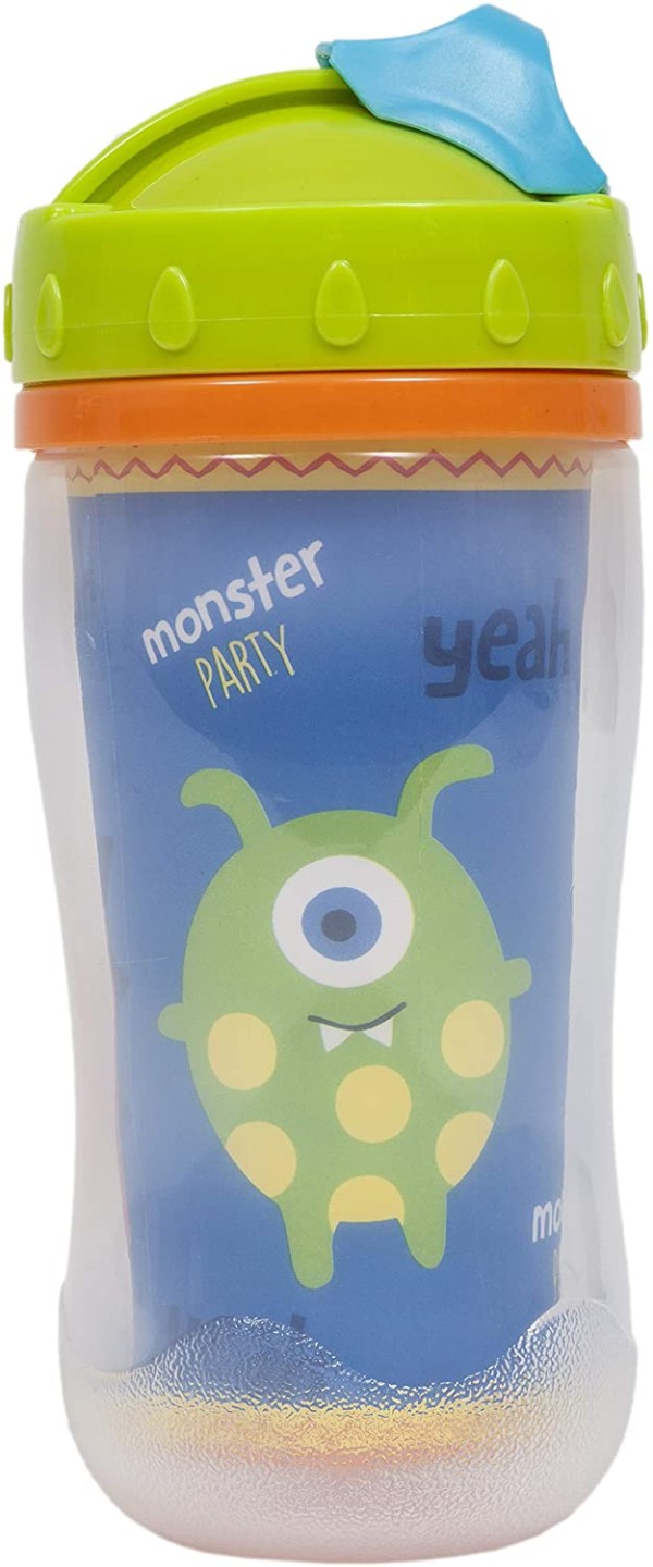 Encontraproduto.com.br - Copo Infantil Com Tampa E Canudo 320ml Monster Party Buba Cor Azul