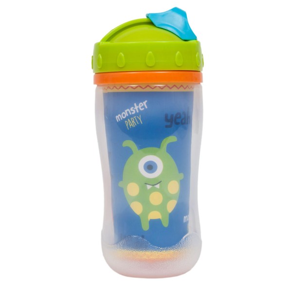 Encontraproduto.com.br - Copo Infantil Com Tampa E Canudo 320ml Monster Party Buba Cor Azul