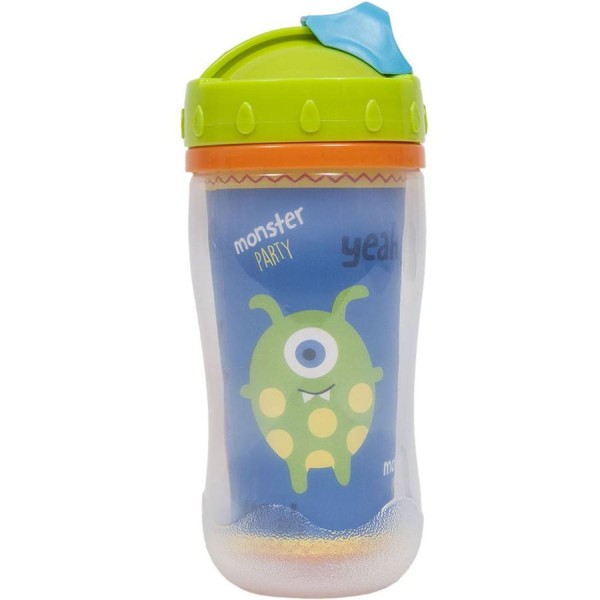 Encontraproduto.com.br - Copo Infantil Com Tampa E Canudo 320ml Monster Party Buba Cor Azul