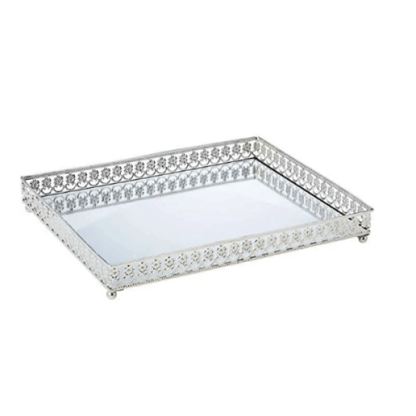 Bandeja em Metal com Espelho Cromada 27cm