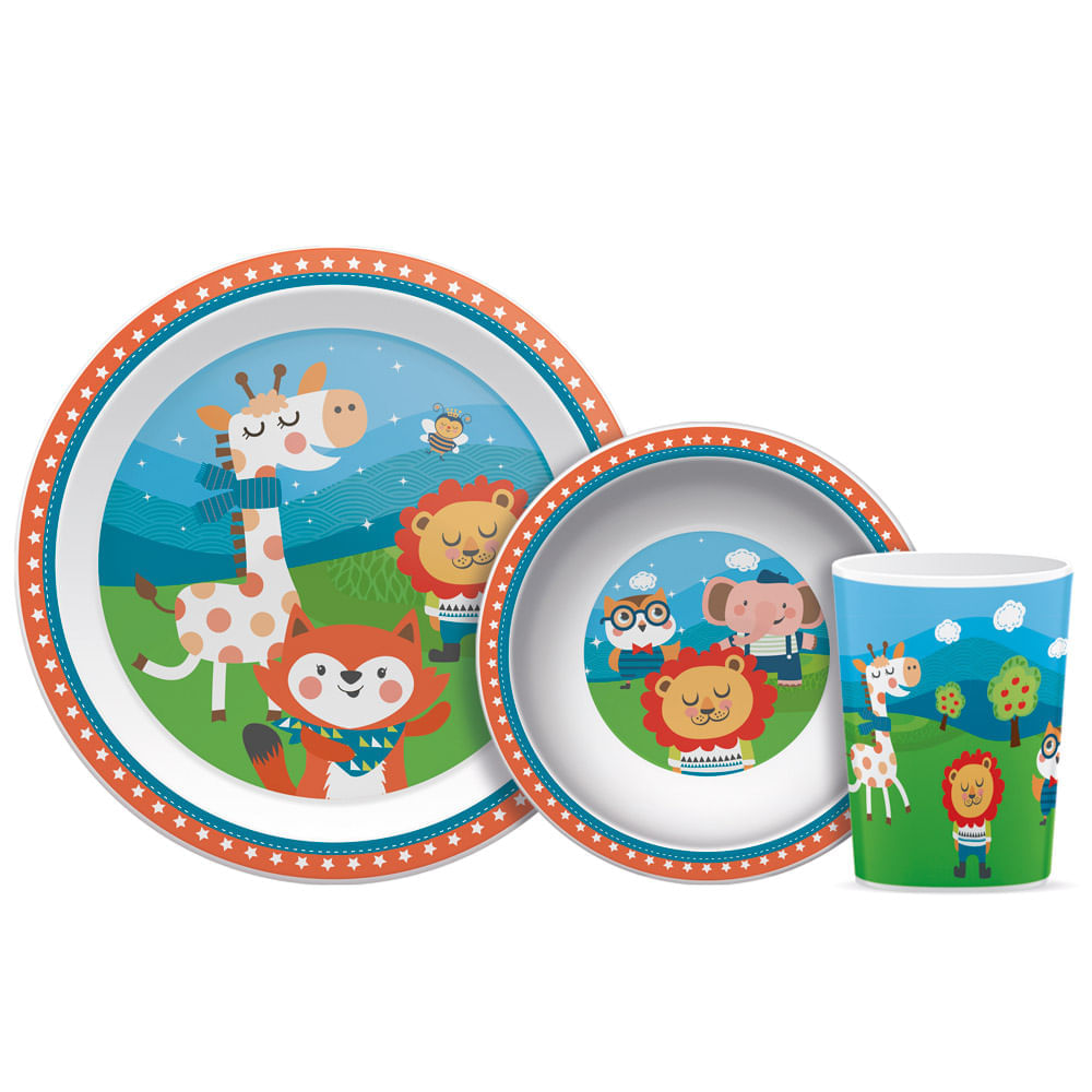 Conjunto para Refeição Infantil - Happy Friends - 3 Peças - Buba