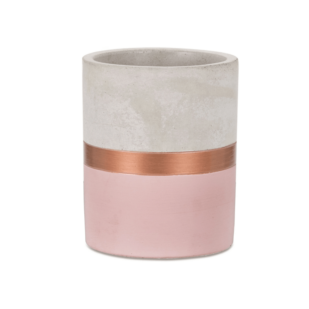 Vaso Cachepot Decorativo Rosa e Rose Gold em Cimento (G) - 13 cm