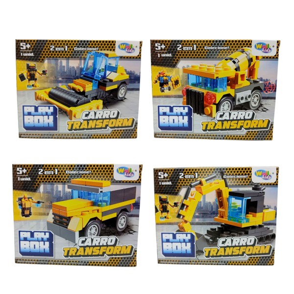 Encontraproduto.com.br - Play Box 2 em 1 Carro de Montar Transform- Modelos Sortidos - Wellkids UNICA