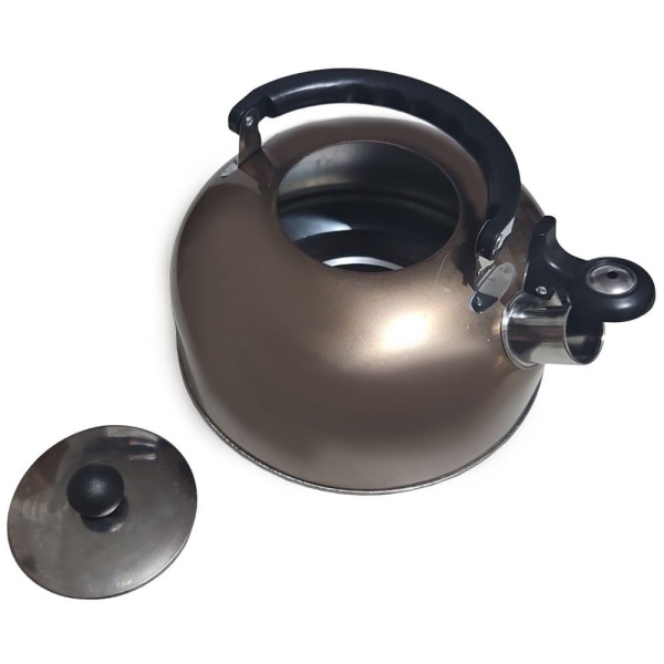 Encontraproduto.com.br - Chaleira Leiteira Com Apito 2,5l Aço Inoxidável Prime Bronze Metálico