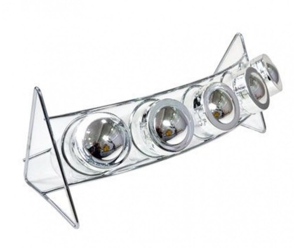 Encontraproduto.com.br - Porta Condimento De Vidro 5 Potes e Suporte Wellmix