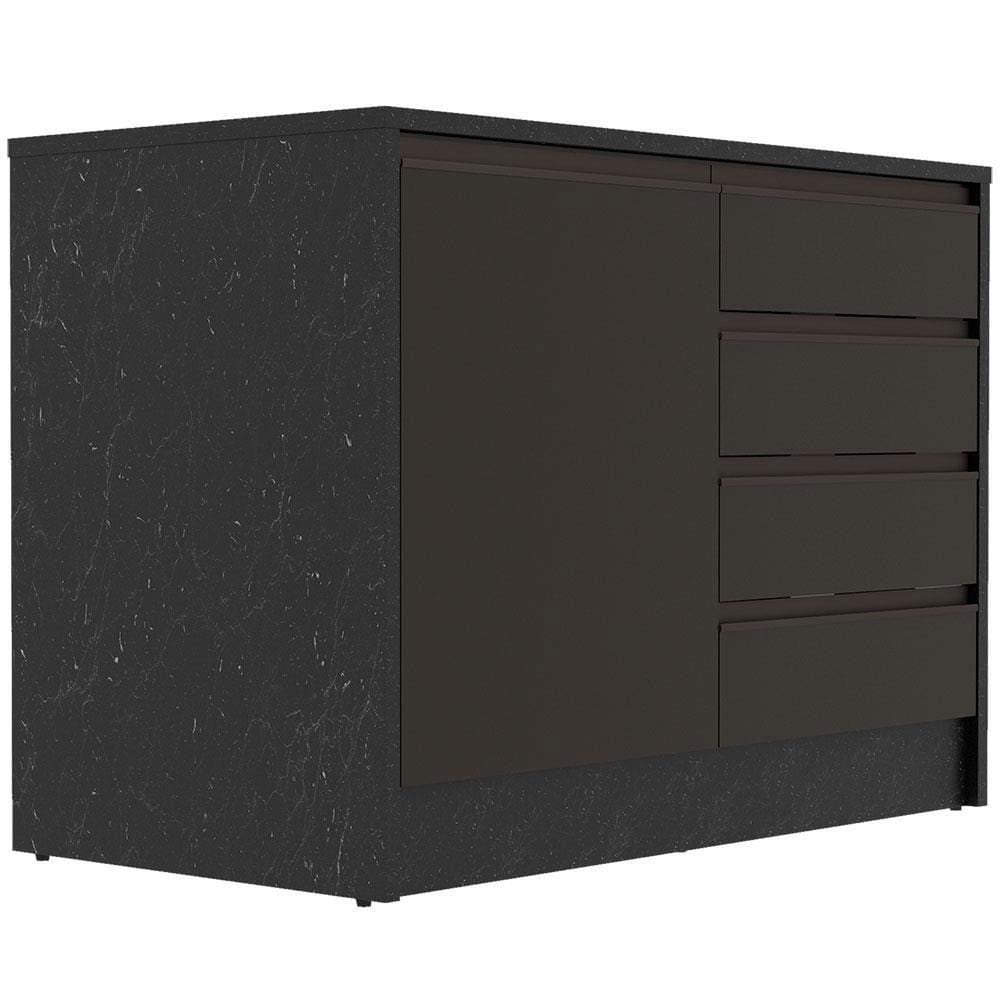 Encontraproduto.com.br - Bancada Bartira Gourmet com 1 Porta, 4 Gavetas e 1 Prateleira - 126cm de largura