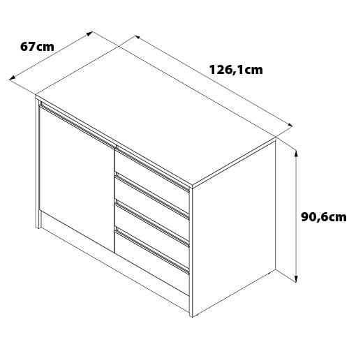 Encontraproduto.com.br - Bancada Bartira Gourmet com 1 Porta, 4 Gavetas e 1 Prateleira - 126cm de largura