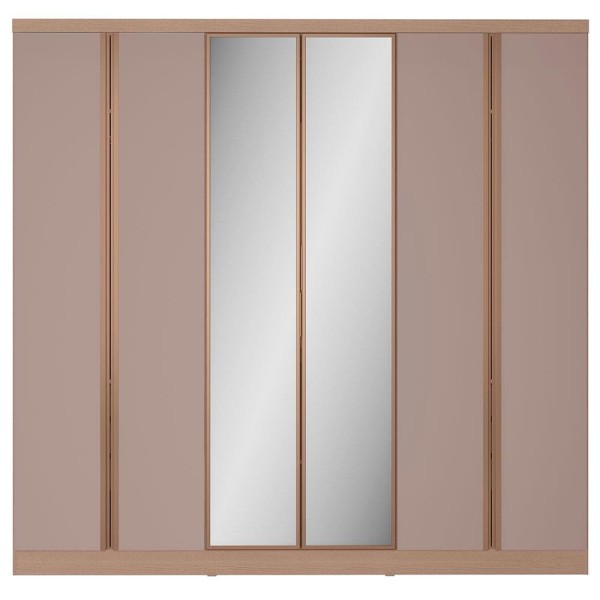 Encontraproduto.com.br - Guarda-Roupa Casal Bartira Monte Rei com Espelho, 6 Portas, 6 Gavetas e 238 cm de Largura Avelã/Cappuccino