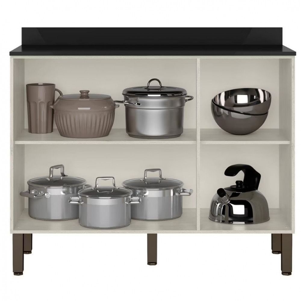 Encontraproduto.com.br - Balcão Triplo Veneza Com 3 Portas E 1 Prateleira 108,4cm De Largura Bartira Freijo E Grafite