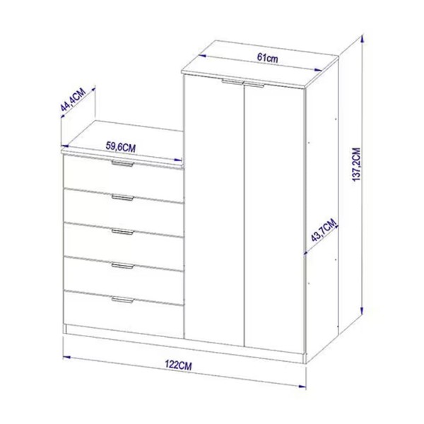Encontraproduto.com.br - Cômoda Sapateira Bartira Roma com 2 Portas e 5 Gavetas