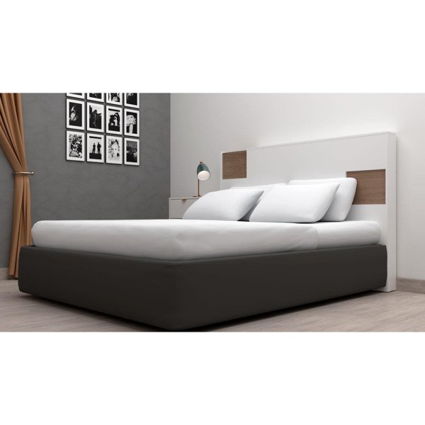 Encontraproduto.com.br - Cabeceira para Cama Box Casal e Queen Bartira Diplomata com Revestimento em Finish Foil Branco/Avelã