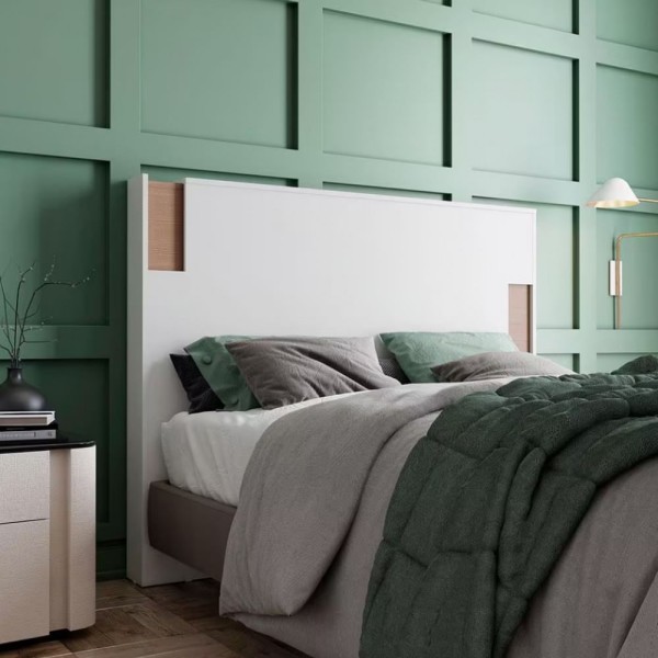 Encontraproduto.com.br - Cabeceira para Cama Box Casal e Queen Bartira Diplomata com Revestimento em Finish Foil Branco/Avelã