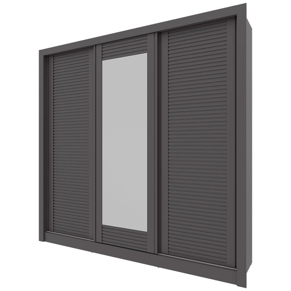 Encontraproduto.com.br - Guarda-Roupa Casal Bartira Village com 3 Portas, 4 Gavetas, Espelho e 243,1 cm de Largura Grafite