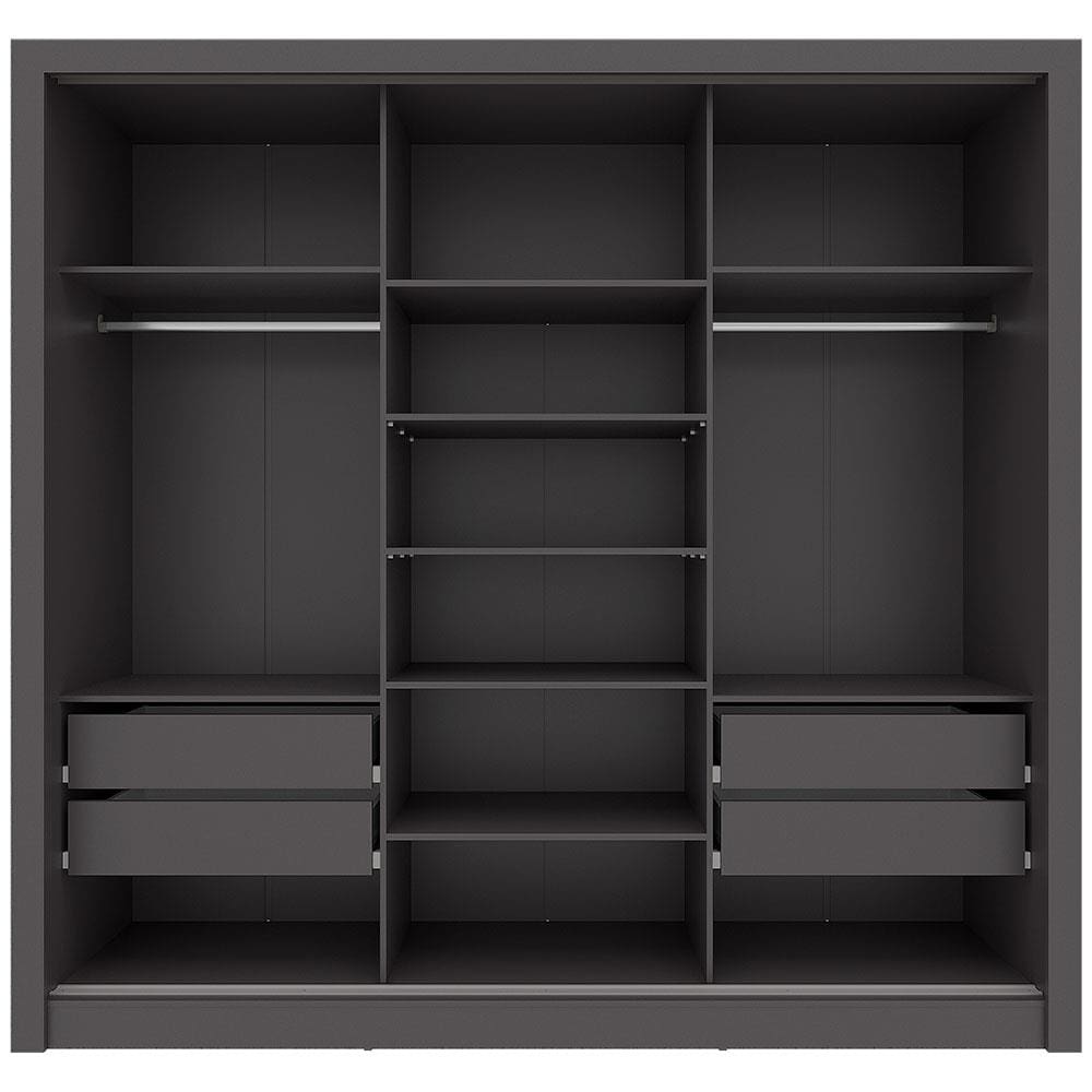 Encontraproduto.com.br - Guarda-Roupa Casal Bartira Village com 3 Portas, 4 Gavetas, Espelho e 243,1 cm de Largura Grafite