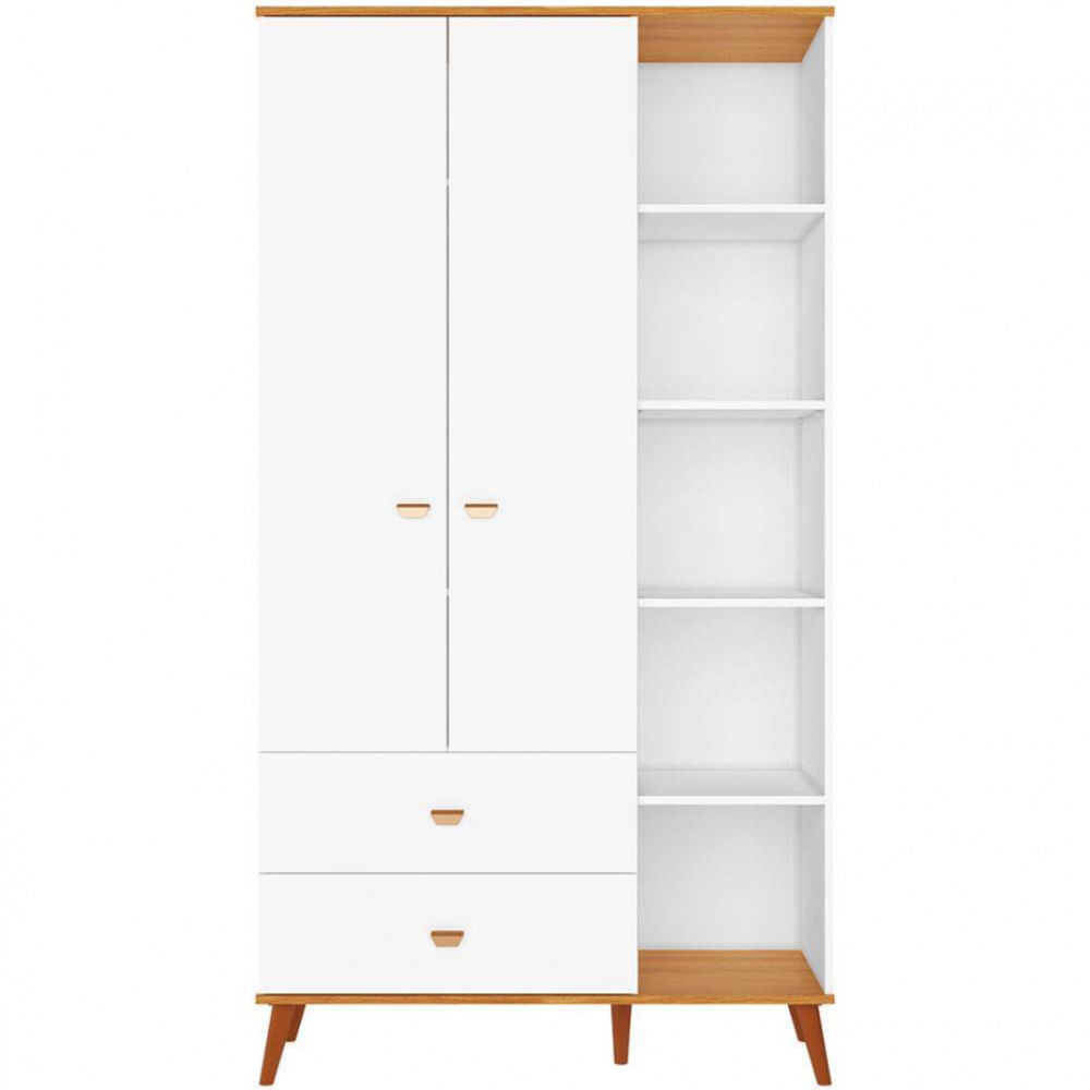 Encontraproduto.com.br - Guarda-Roupa Infantil Bartira Ternura com 5 Nichos, 2 Portas, 2 Gavetas e 106,8 cm de Largura Branco Wood
