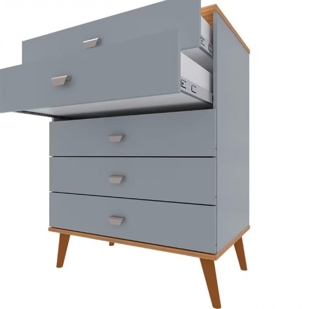 Encontraproduto.com.br - Cômoda Infantil Bartira Ternura Com 5 Gavetas Azul