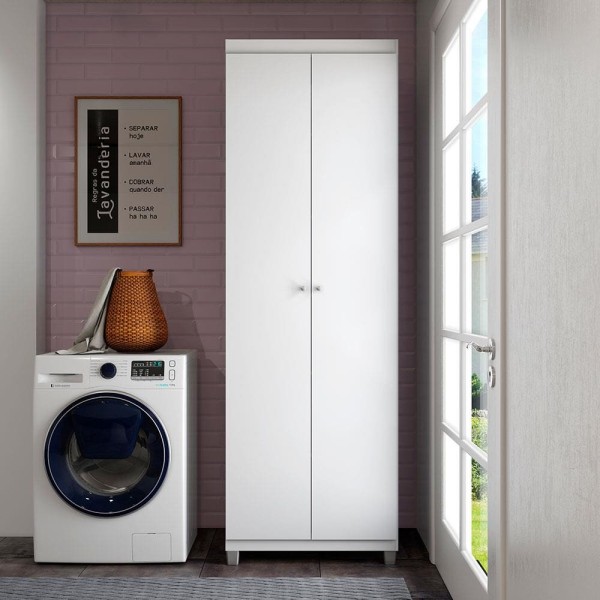 Encontraproduto.com.br - Armário Multiuso Bartira Gigante com 2 Portas e 5 Prateleiras Branco Fosco