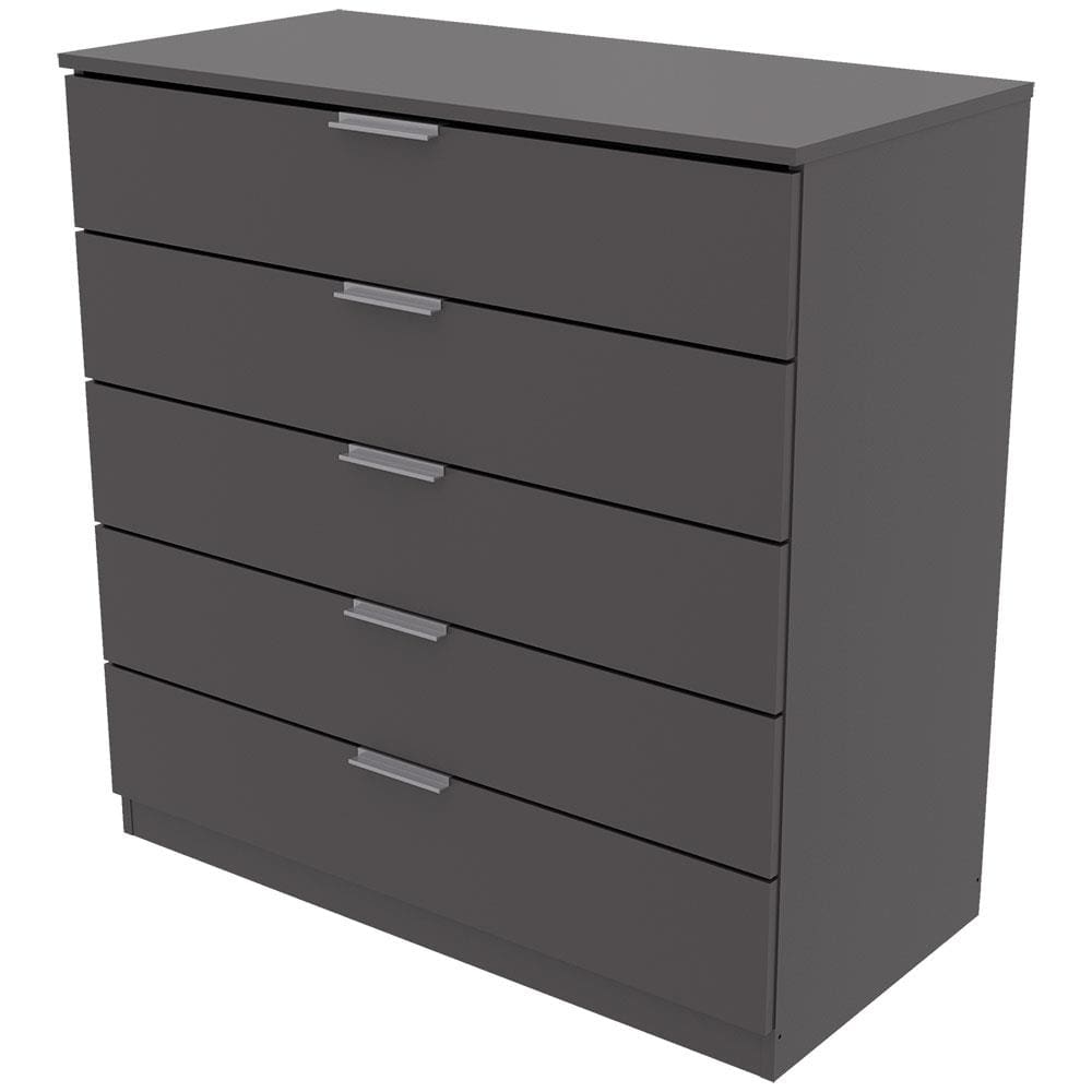 Encontraproduto.com.br - Cômoda Bartira Diplomata com 5 Gavetas e 90 cm de Largura Grafite