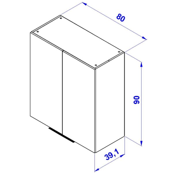 Encontraproduto.com.br - Armário Aéreo Bartira Cristal MDP 15mm com 2 Portas e 2 Prateleiras - 80cm de largura Freixo/Azul Wood