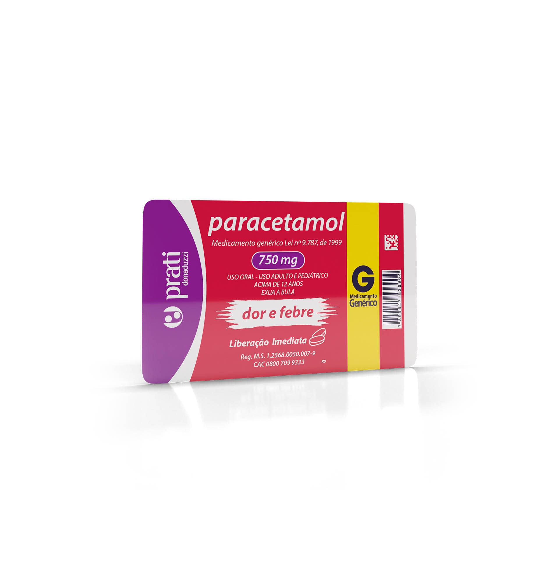 Encontraproduto.com.br - Paracetamol 750mg com 10 Comprimidos Genérico Prati-Donaduzzi