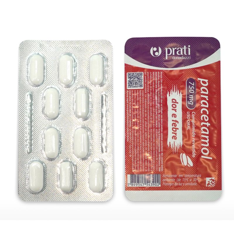 Encontraproduto.com.br - Paracetamol 750mg com 10 Comprimidos Genérico Prati-Donaduzzi