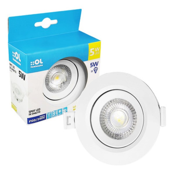Encontraproduto.com.br - Spot LED redondo 5W 3000K bivolt OL