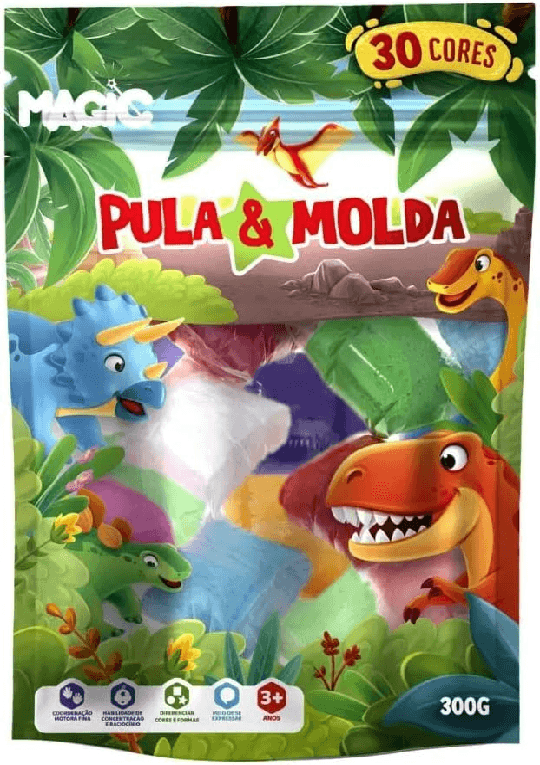 Massa Para Modelar Dinossauros Pula e Molda Magic Kids