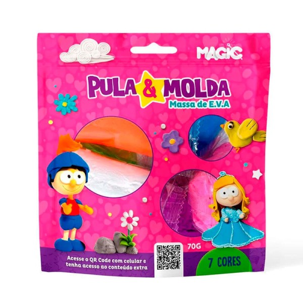 Encontraproduto.com.br - Massinha para Modelar Pula e Molda Princesa 7 Cores 70g