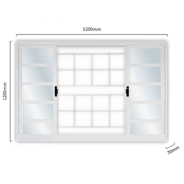 Encontraproduto.com.br - Janela De Aço De Correr 120x120cm 4 Folhas Com Grade Minas Sul Mgm Branco