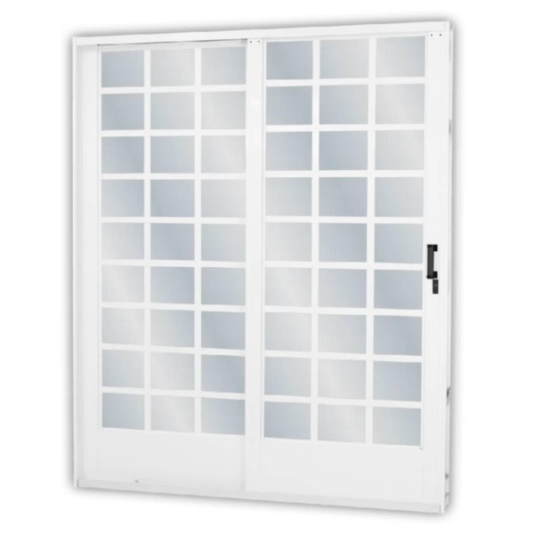 Encontraproduto.com.br - Porta MGM 215x160x12Cm Sul Branca Correr Lateral Quadriculada Com 2 Folhas Vidro Liso - Direita - Aço