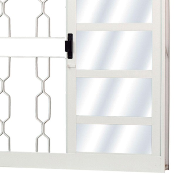 Encontraproduto.com.br - Janela de Correr Aço 4 Folhas com Grade Elo Mgm Minas Sul 120cmx150cm Vidro Liso Incolor Branco