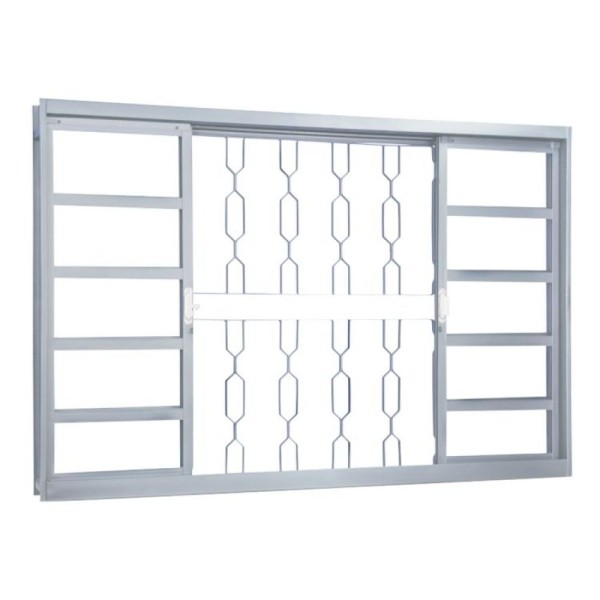 Janela de Correr Aço 4 Folhas com Grade Elo Mgm Minas Sul 120cmx150cm Vidro Liso Incolor Branco