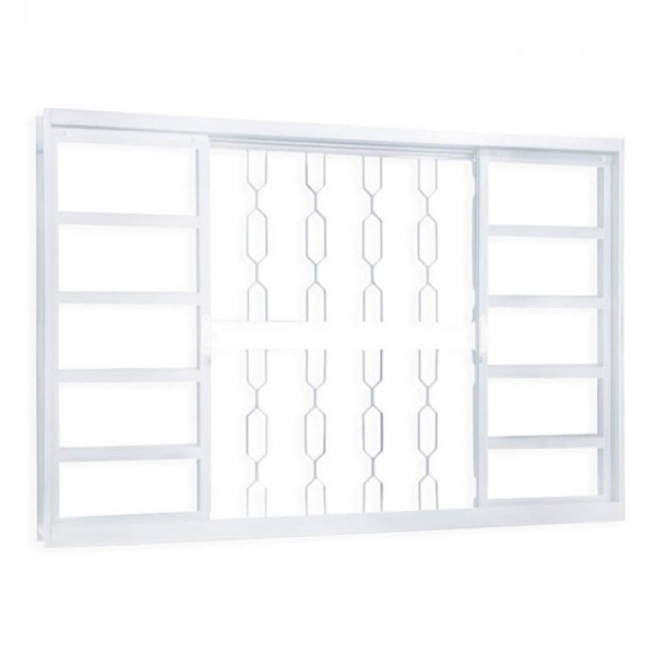 Encontraproduto.com.br - Janela de Correr Aço 4 Folhas com Grade Elo Mgm Minas Sul Vidro Liso Incolor 120cm X 150cm Branco