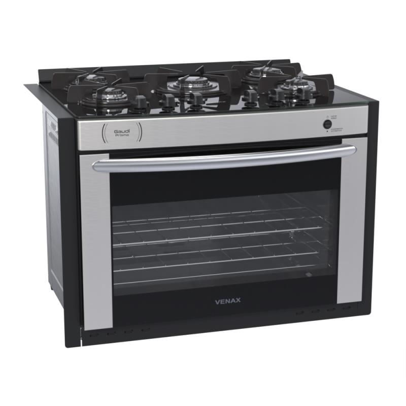 Fogao De Embutir 5B Venax Gaudi Prisma Vitreo Inox Bivolt