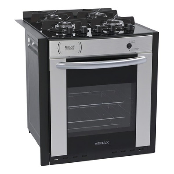 Encontraproduto.com.br - Fogão Venax Gaudí Prisma Vítreo Com Porta Com Visor 127v/220v - Inox