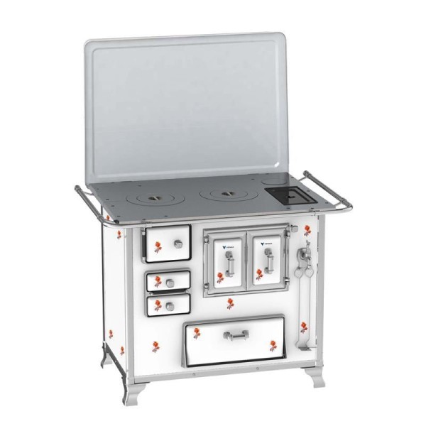 Encontraproduto.com.br - Fogao a Lenha GII N 2 Gab Sec Branco com Tampa Cald Flor