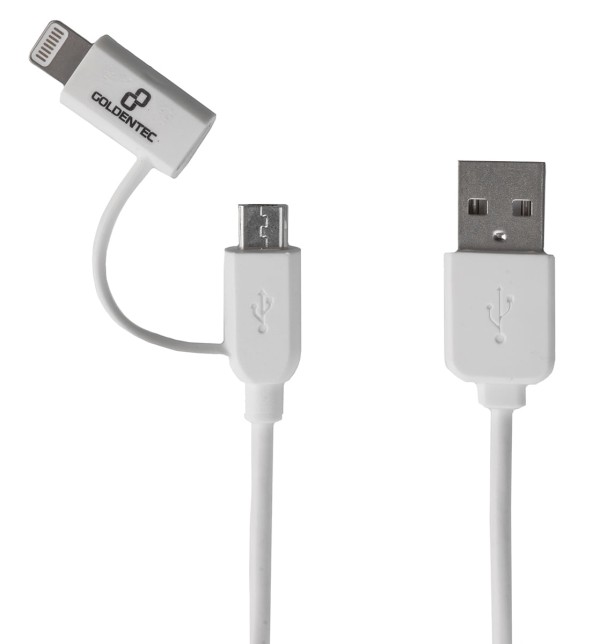 Cabo 2 em 1 Lightning MFi + Micro USB 1m - Branco | GT