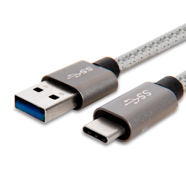 Encontraproduto.com.br - Cabo USB-C para USB 3.1 Nylon 1m Cinza