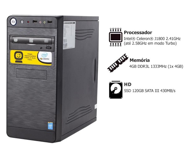 Encontraproduto.com.br - Computador Intel® Celeron® Dual-Core J1800 2.41GHz 4GB SSD 120GB DVD