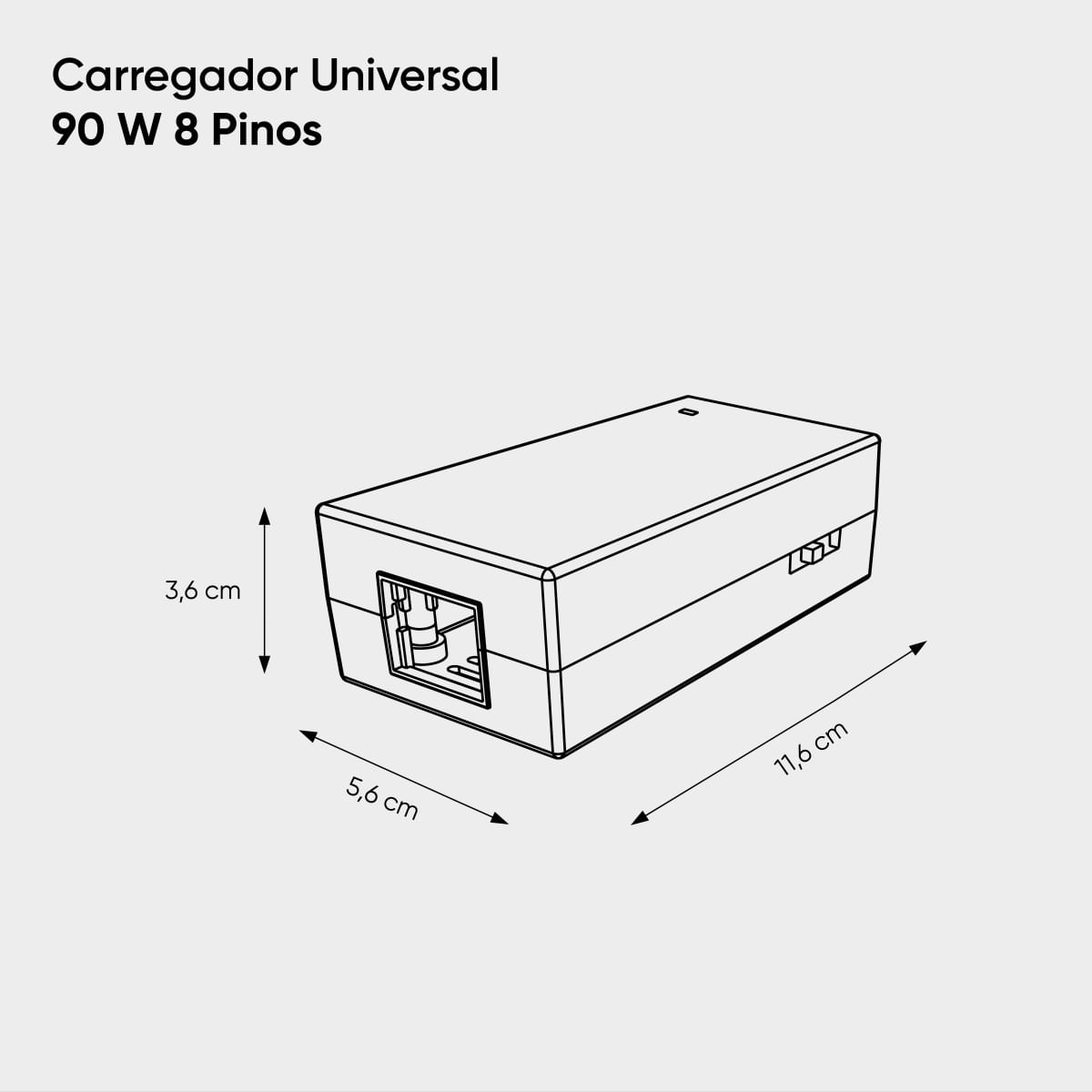 Encontraproduto.com.br - Carregador Universal para Notebook Bivolt 90W com 08 conectores