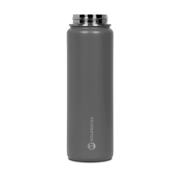 Encontraproduto.com.br - Garrafa Térmica Inox GT Colors 750 ml para bebidas quentes ou frias com tampa com bico e base emborrachada - Cinza
