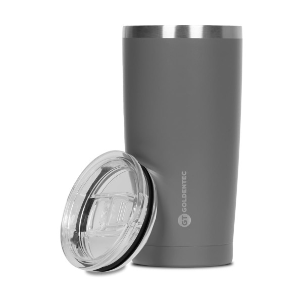 Encontraproduto.com.br - Copo Térmico Goldentec GT Colors Inox 600ml para bebidas quentes ou frias com tampa Cinza