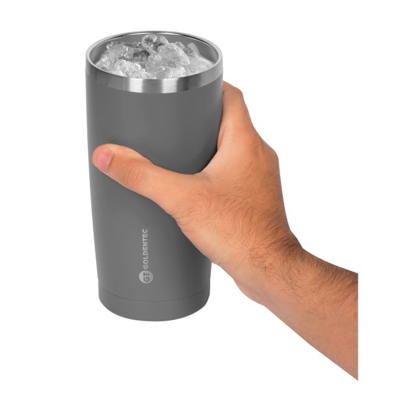 Encontraproduto.com.br - Copo Térmico Goldentec GT Colors Inox 600ml para bebidas quentes ou frias com tampa Cinza