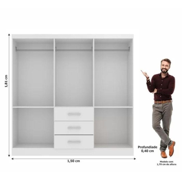 Encontraproduto.com.br - Guarda Roupa Casal 6 Portas 3 Gavetas Servilha Evidência Móveis