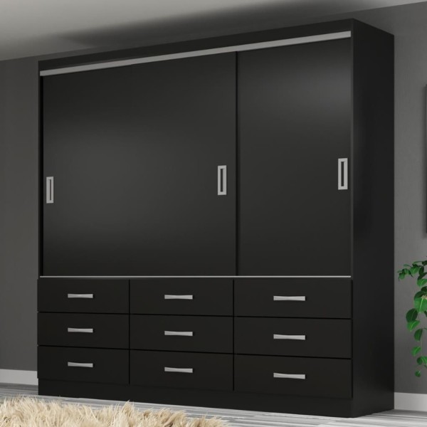 Encontraproduto.com.br - Guarda Roupa Casal 3 Portas de Correr 9 Gavetas Isabela Evidência