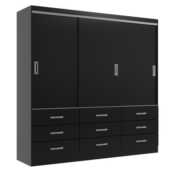 Encontraproduto.com.br - Guarda Roupa Casal 3 Portas de Correr 9 Gavetas Isabela Evidência
