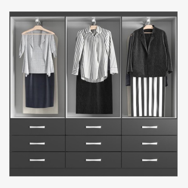 Encontraproduto.com.br - Guarda Roupa Casal 3 Portas de Correr 9 Gavetas Isabela Evidência