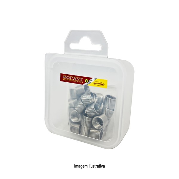 Encontraproduto.com.br - Insertos Rosca Postiça 2,5 x Ø Bitola M8 Passo 1,25 com 25 Peças Rocast 117,0029