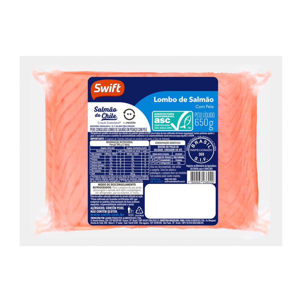 Encontraproduto.com.br - Peixe Salmão Swift Lombo 650g