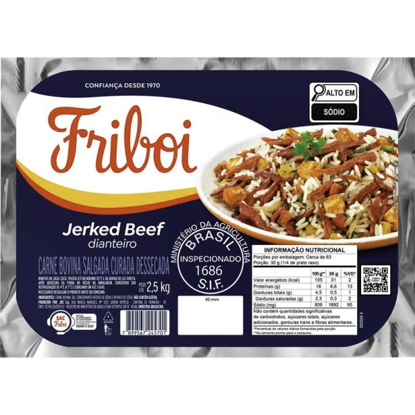 Encontraproduto.com.br - Jerked Beef Friboi Dianteiro Pacote com 2,5kg